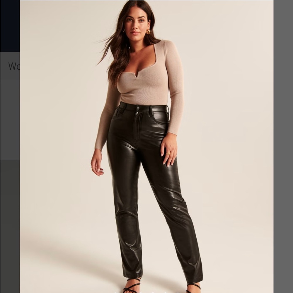 Abercrombie & Fitch leather straight leg high rise pant
